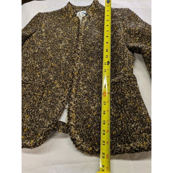 J. Crew Brown Wool Blend Tweed Women's Collarless Blazer Academia Pockets Size 2 - Picture 9 of 9